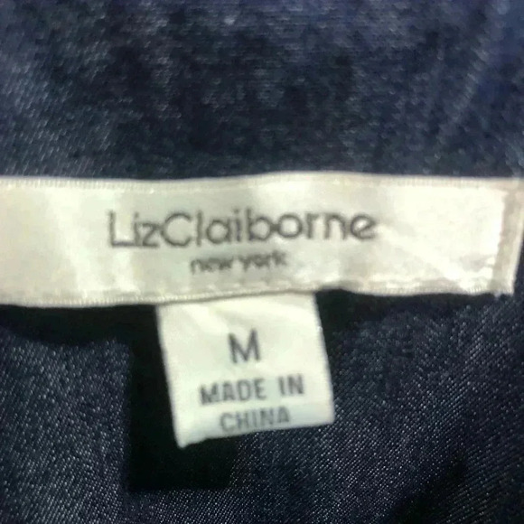 Liz Claiborne Blue Jean long length,button down,elastic tie waist,chest pockets - Picture 8 of 9